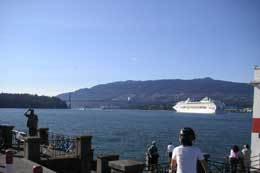 Alaska Cruise ship passes Brockton Point lighthouse